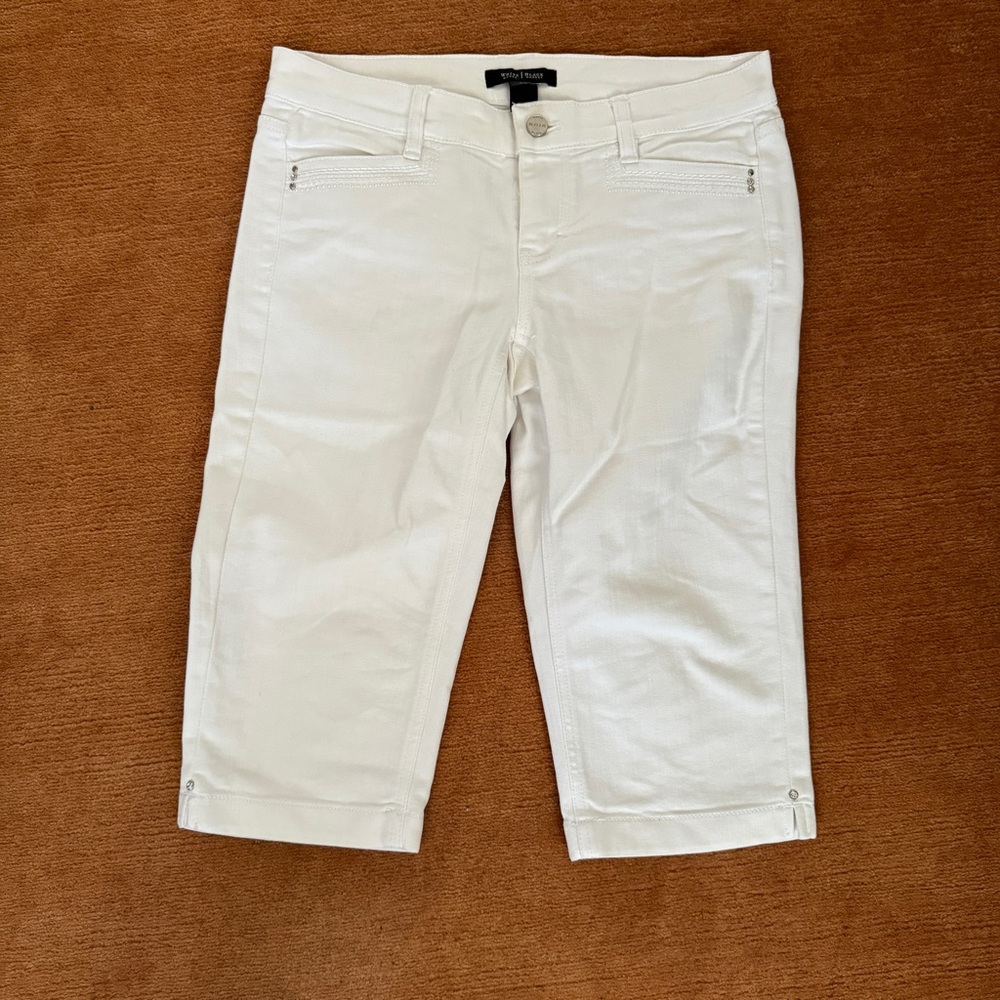 WHBM Noir White Denim Cropped Pedal Pusher Size 4